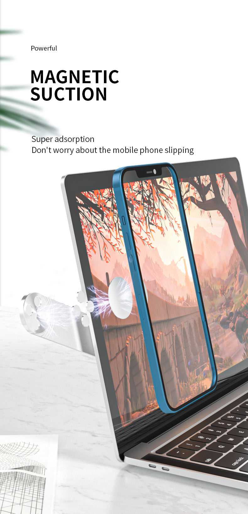 Magnetic Laptop Side Clip: Phone & Tablet Mount Technology