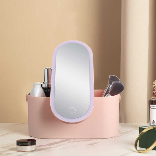 Travel Makeup Organiser Carrying Box With Mirror LED Beauty