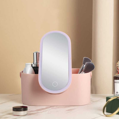 Travel Makeup Organiser Carrying Box With Mirror LED Beauty