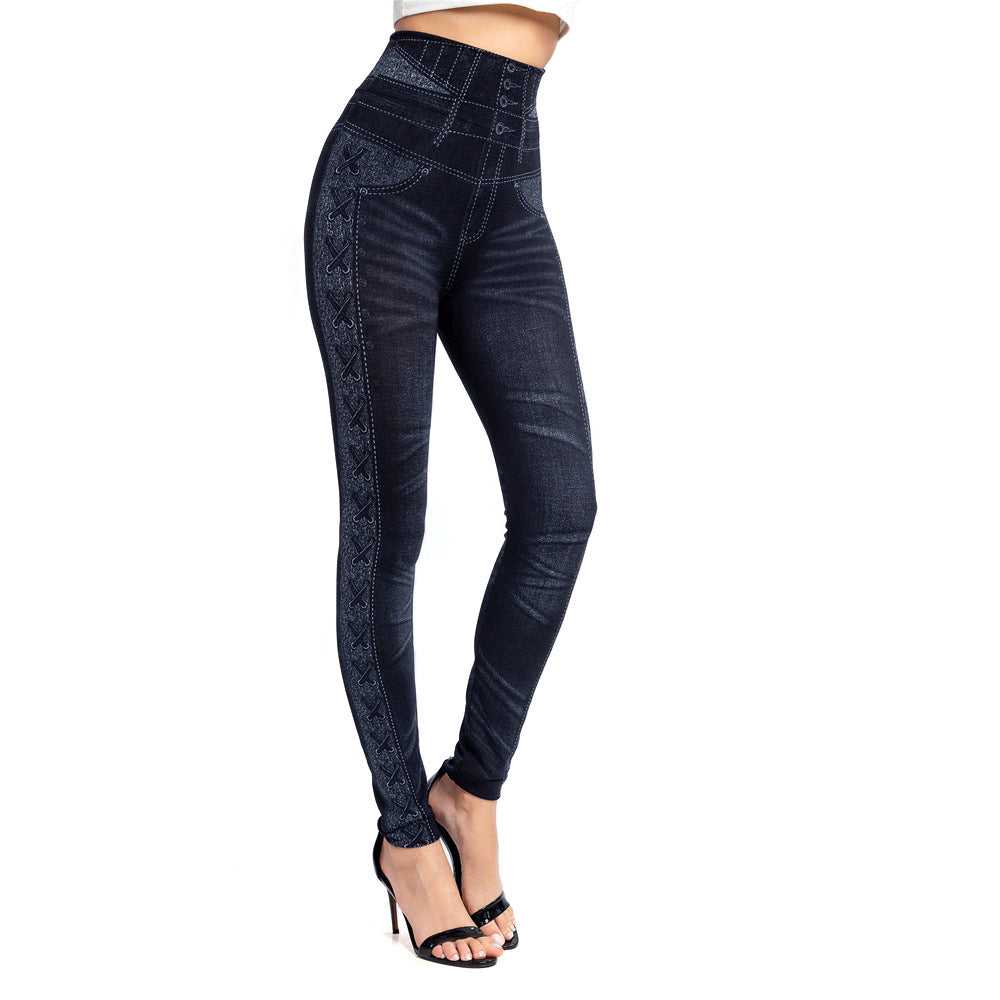Denim Look Jeggings Active Wear