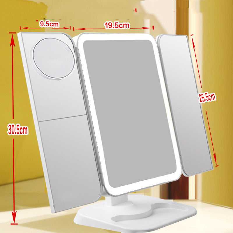 Trifold Makeup Mirror With LED Light Beauty