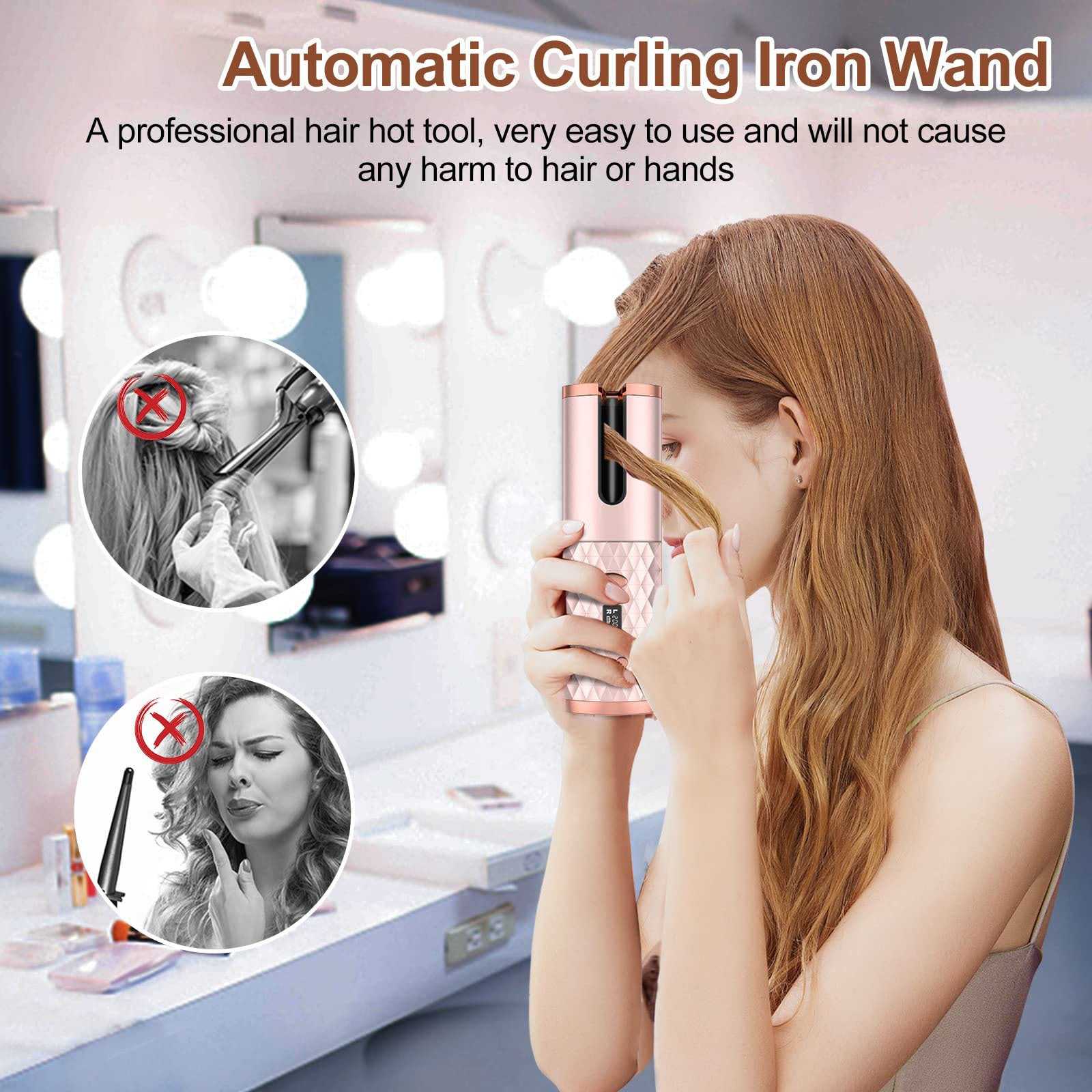 Rechargeable Ceramic Spin Curling Iron Beauty