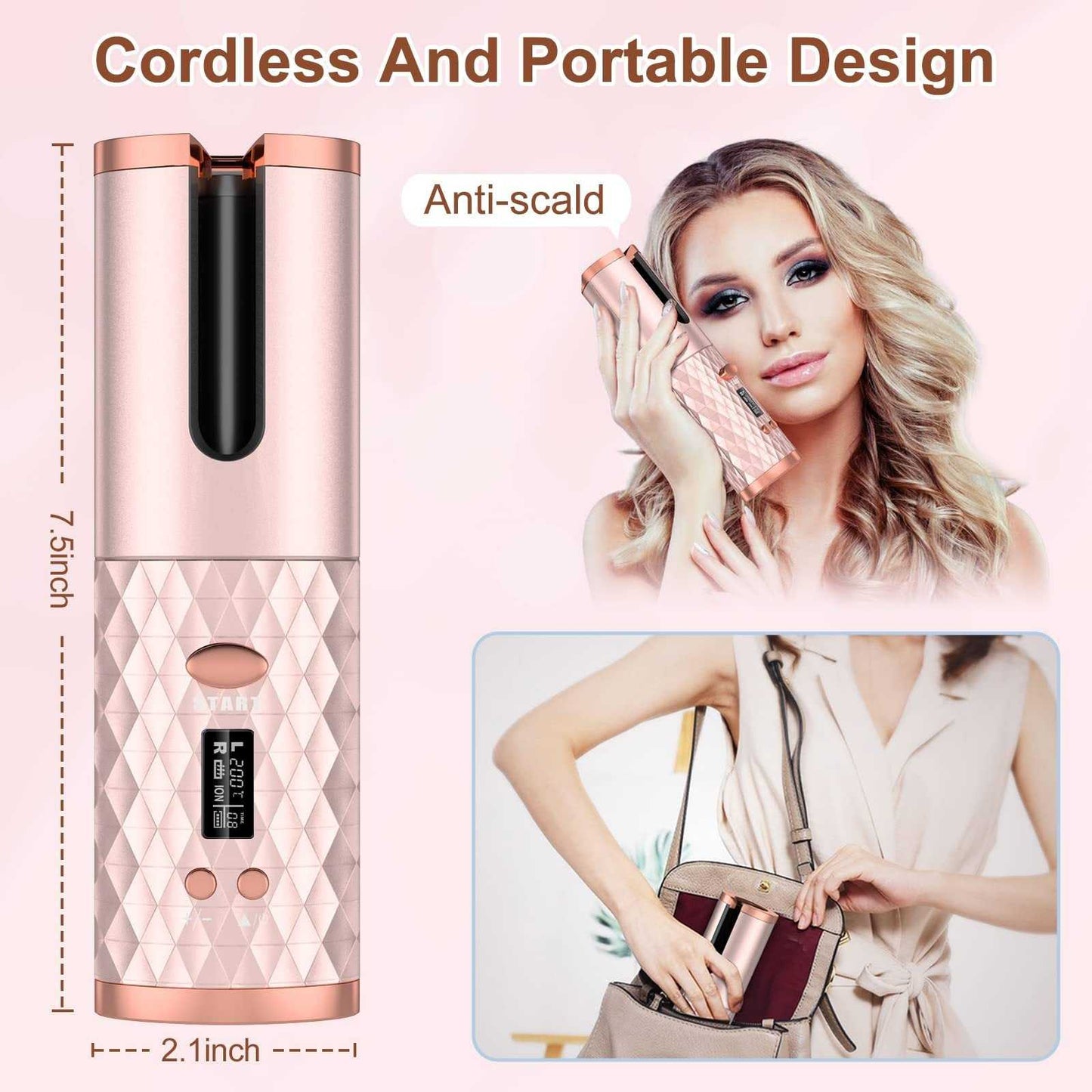 Rechargeable Ceramic Spin Curling Iron Beauty