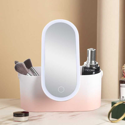 Travel Makeup Organiser Carrying Box With Mirror LED Beauty