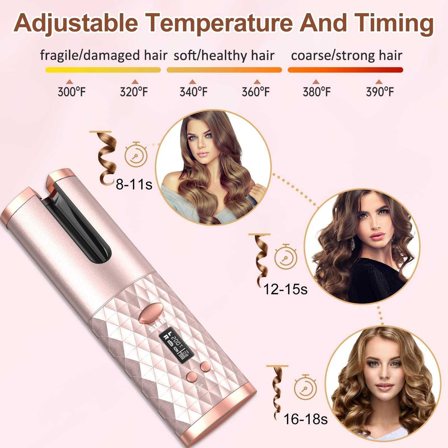 Rechargeable Ceramic Spin Curling Iron Beauty