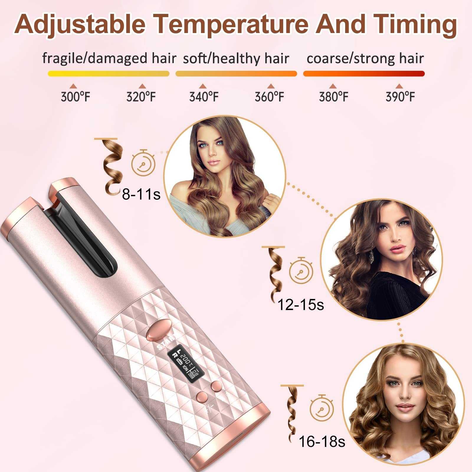 Rechargeable Ceramic Spin Curling Iron Beauty