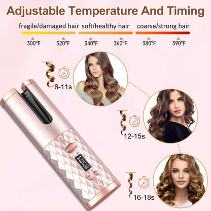 Rechargeable Ceramic Spin Curling Iron Beauty