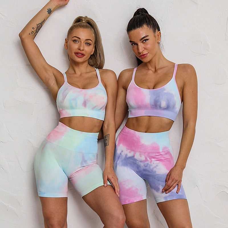 Two Piece Tie Dye Workout & Yoga Sets Active Wear