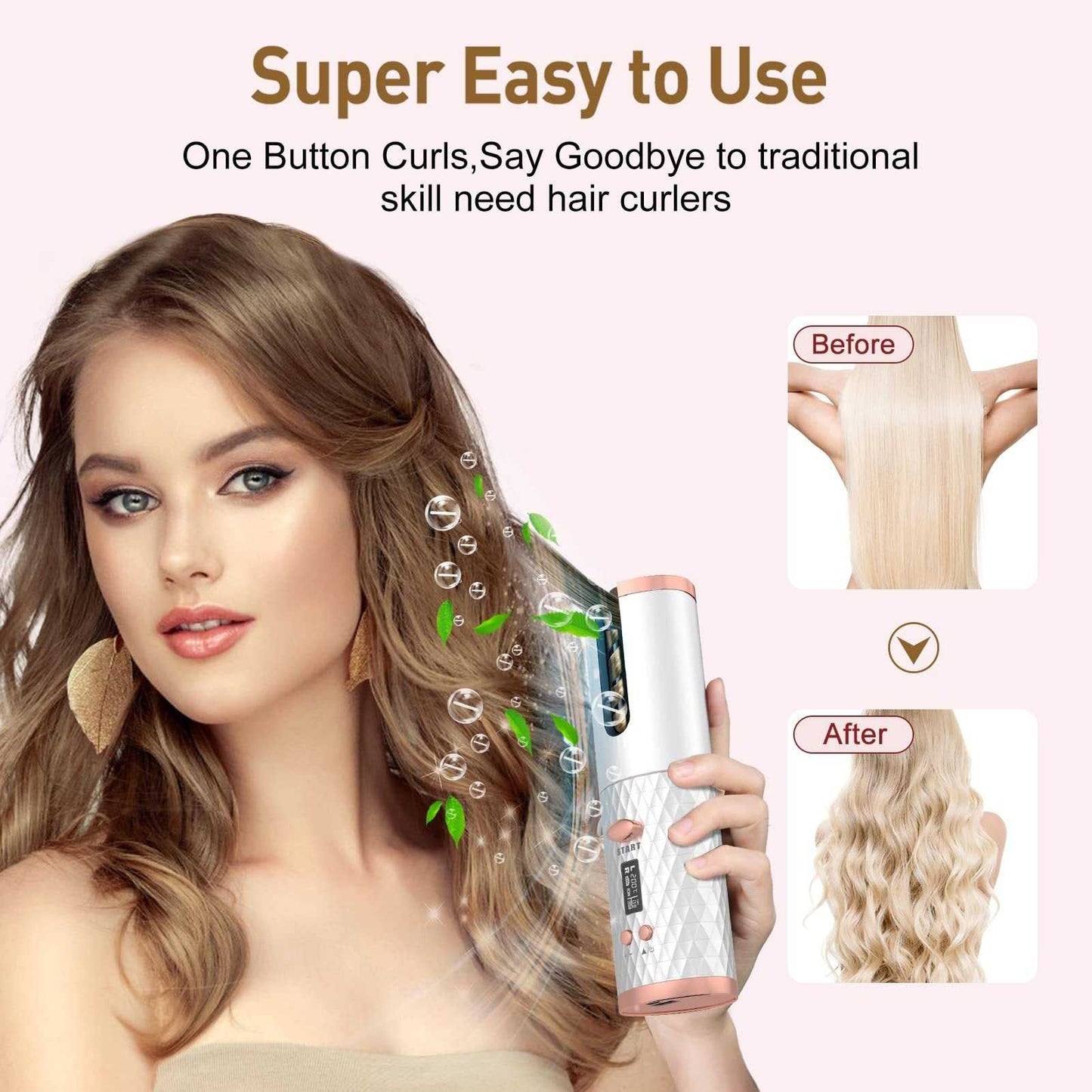 Rechargeable Ceramic Spin Curling Iron Beauty