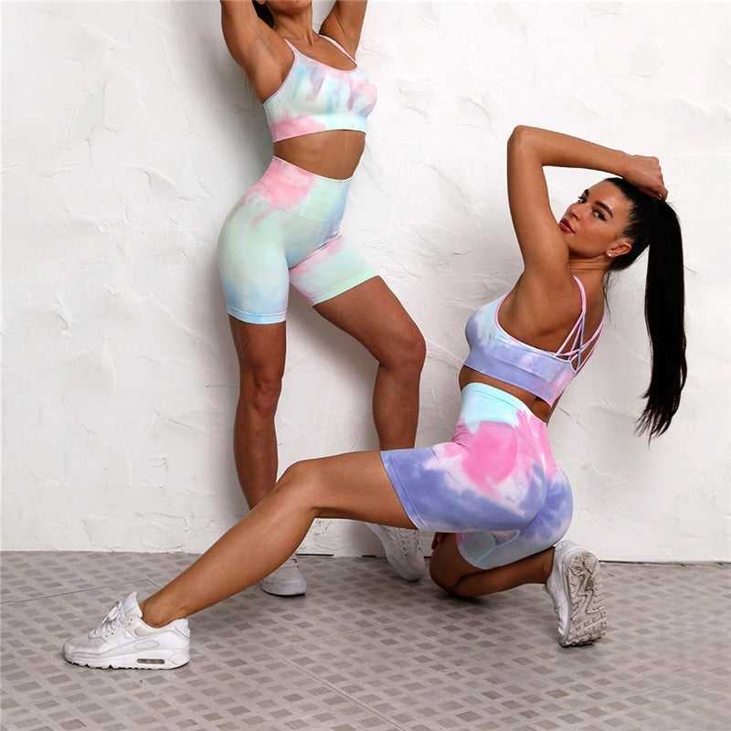 Two Piece Tie Dye Workout & Yoga Sets Active Wear