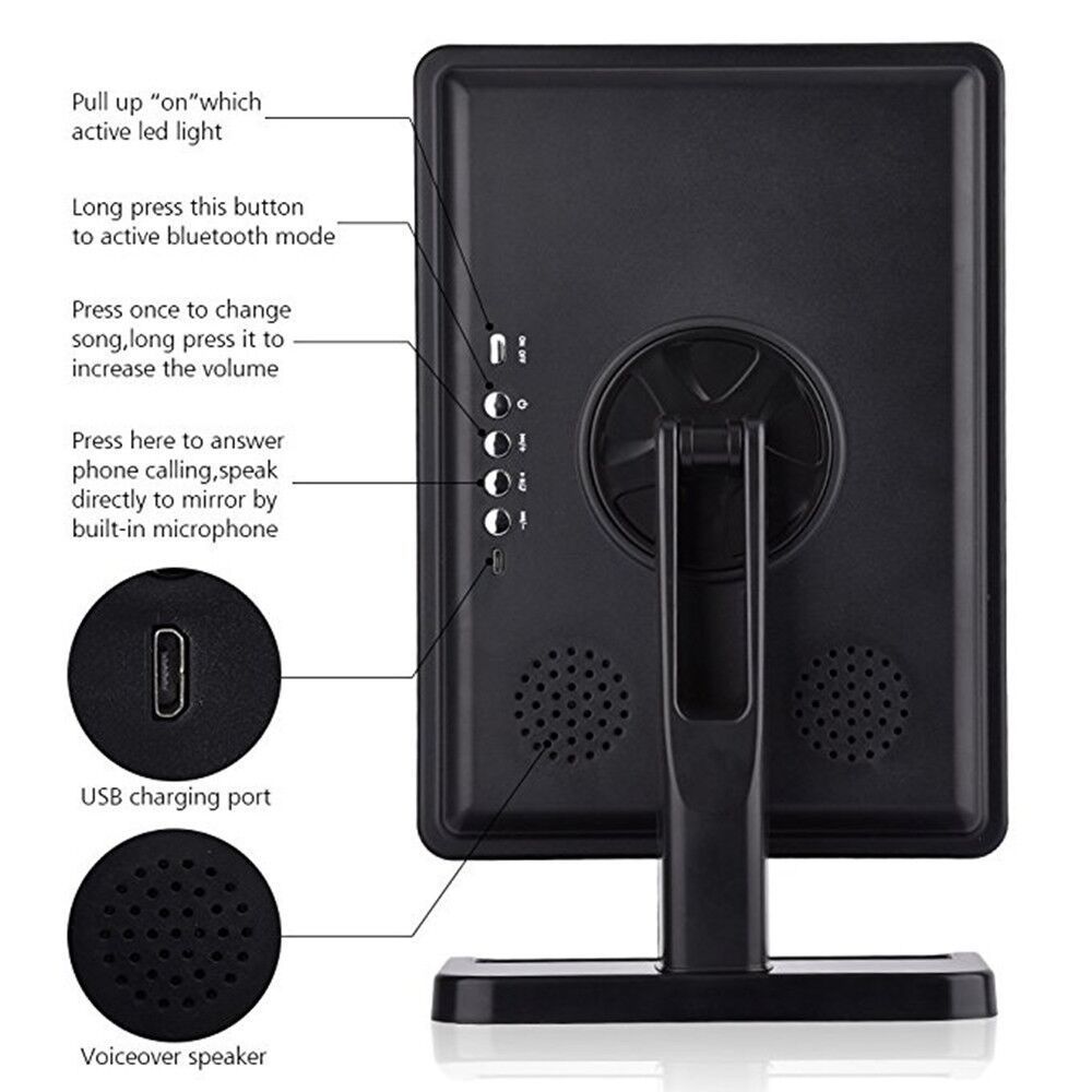 LED Touch Screen Makeup Mirror with Bluetooth Speaker
