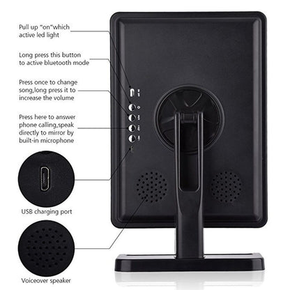 LED Touch Screen Makeup Mirror with Bluetooth Speaker