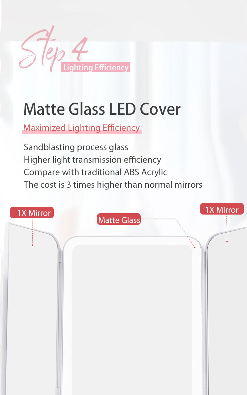 Trifold Makeup Mirror With LED Light Beauty