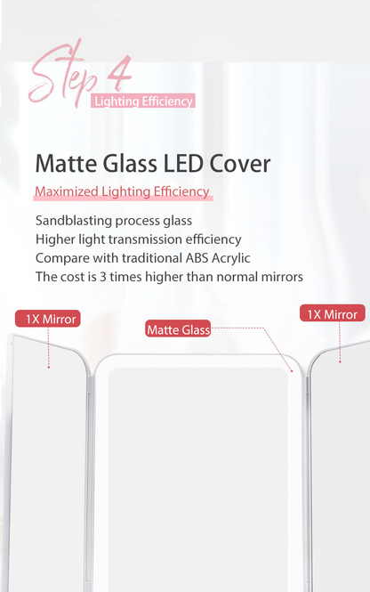 Trifold Makeup Mirror With LED Light Beauty
