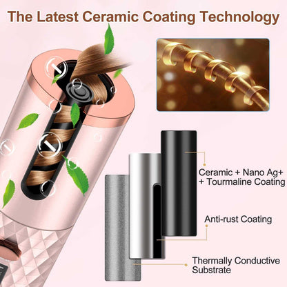 Rechargeable Ceramic Spin Curling Iron Beauty